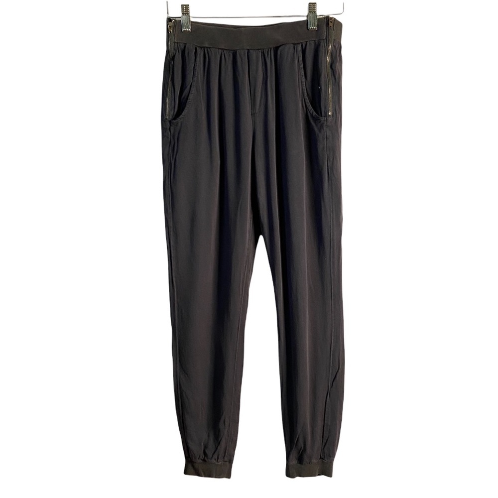 Women’s Two Side Zippered Elastic Waist Olive Green Casual Pant XS